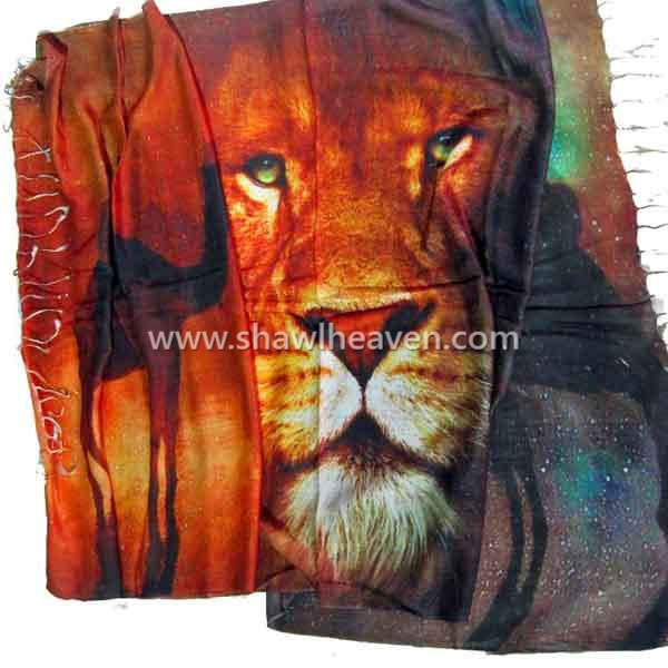 Lion digital print scarf in modal, tristar overseas