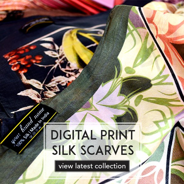 Custom digital print square silk scarf wholesale india manufacturer